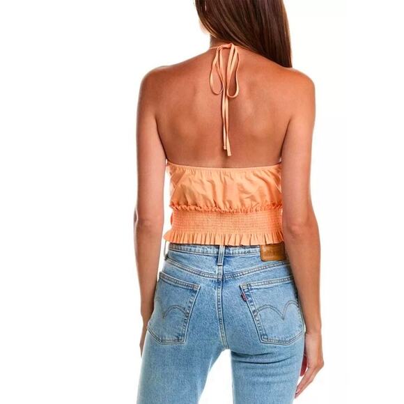 New Ramy Brook Charlie Pleated Halter Summer Top, Peach, Size Small - Picture 4 of 10